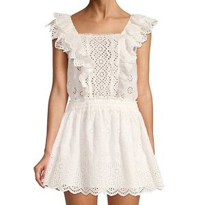COPY - NWT LoveShackFancy White Eyelet Mini Dora Dress With Ruffles